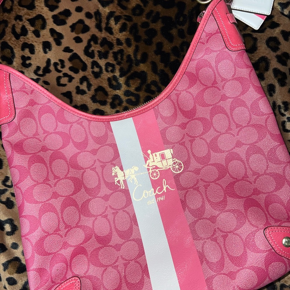 Vintage Coach Pink and White Hobo Bag